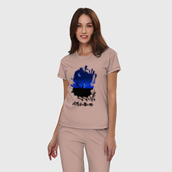 Пижама хлопковая женская Walking castle, цвет: пыльно-розовый — фото 2