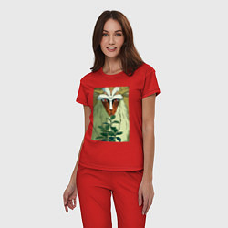 Пижама хлопковая женская Forest spirit, цвет: красный — фото 2