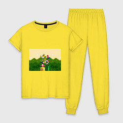 Пижама хлопковая женская Mario Coins, цвет: желтый