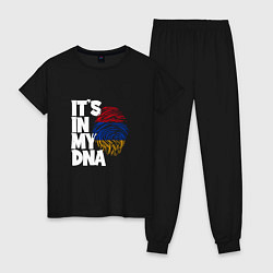 Пижама хлопковая женская ДНК - Армения, цвет: черный