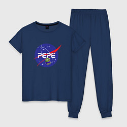Пижама хлопковая женская Pepe Pepe space Nasa, цвет: тёмно-синий