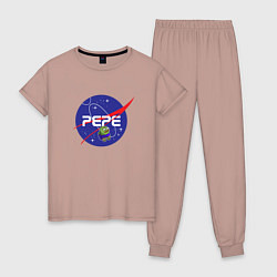 Пижама хлопковая женская Pepe Pepe space Nasa, цвет: пыльно-розовый