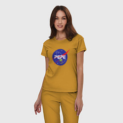 Пижама хлопковая женская Pepe Pepe space Nasa, цвет: горчичный — фото 2