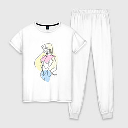 Пижама хлопковая женская Простые формы, цвет: белый