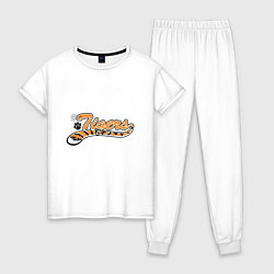 Пижама хлопковая женская Super Tigers, цвет: белый