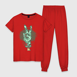 Пижама хлопковая женская Zombie Hand, цвет: красный