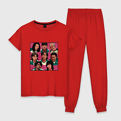 Пижама хлопковая женская MAIN CHARACTERS SQUID GAME, цвет: красный