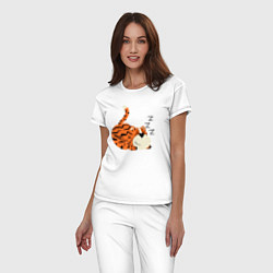 Пижама хлопковая женская Спящий тигренок, цвет: белый — фото 2