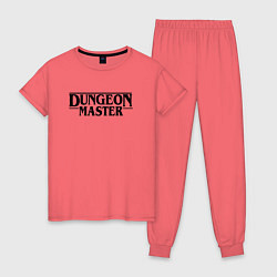 Пижама хлопковая женская DUNGEON MASTER ГАЧИМУЧИ ЧЁРНЫЙ ЛОГО, цвет: коралловый