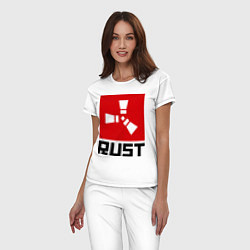 Пижама хлопковая женская Rust, цвет: белый — фото 2