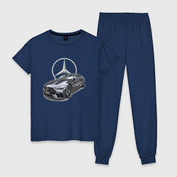 Пижама хлопковая женская Mercedes AMG motorsport, цвет: тёмно-синий