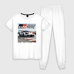 Пижама хлопковая женская Toyota Gazoo Racing - легендарная спортивная коман, цвет: белый