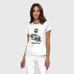 Пижама хлопковая женская Грузовик Тойота ретро, цвет: белый — фото 2