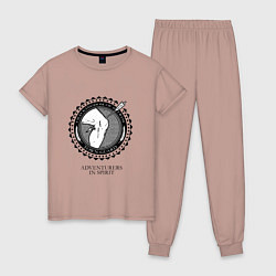 Пижама хлопковая женская Клуб любителей приключений, цвет: пыльно-розовый