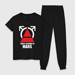 Пижама хлопковая женская 30 Seconds To Mars Logo, цвет: черный
