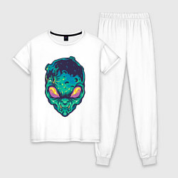 Пижама хлопковая женская Monster alien2, цвет: белый