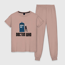 Пижама хлопковая женская Доктор кто 12, цвет: пыльно-розовый