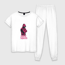 Пижама хлопковая женская Game Squid Boy, цвет: белый