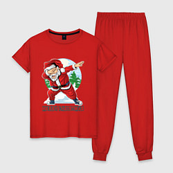Пижама хлопковая женская Dab Santa, цвет: красный