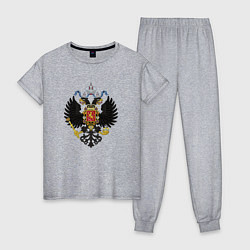 Пижама хлопковая женская Черный орел Российской империи, цвет: меланж