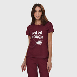 Пижама хлопковая женская Papa roach Таракан, цвет: меланж-бордовый — фото 2