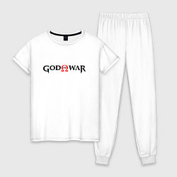 Пижама хлопковая женская GOD OF WAR LOGO BLACK RED, цвет: белый
