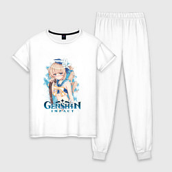 Пижама хлопковая женская Барбара Barbara Genshin Impact, цвет: белый