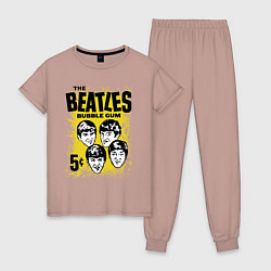 Пижама хлопковая женская The Beatles bubble gum, цвет: пыльно-розовый