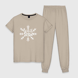 Пижама хлопковая женская Snowflake Let it snow, цвет: миндальный