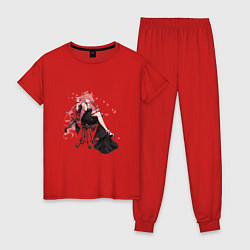 Пижама хлопковая женская Кокетливая Яэ Мико, цвет: красный