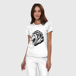 Пижама хлопковая женская Лев в наушниках, цвет: белый — фото 2