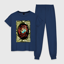 Пижама хлопковая женская Дракон и D20, цвет: тёмно-синий