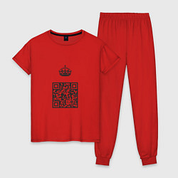 Пижама хлопковая женская QR King, цвет: красный