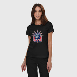 Пижама хлопковая женская Нью Йорк Рейнджерс New York Rangers, цвет: черный — фото 2