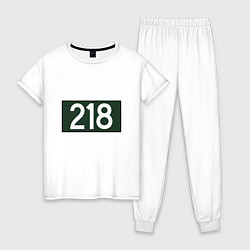 Пижама хлопковая женская 218 Игрок, цвет: белый