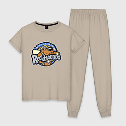 Пижама хлопковая женская Midland Rockhounds - baseball team, цвет: миндальный