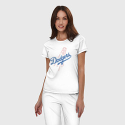 Пижама хлопковая женская Los Angeles Dodgers baseball, цвет: белый — фото 2