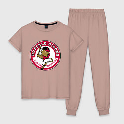 Пижама хлопковая женская Buffalo Bisons - baseball team, цвет: пыльно-розовый