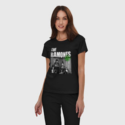 Пижама хлопковая женская The Ramones Рамоунз, цвет: черный — фото 2