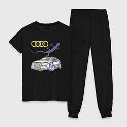 Пижама хлопковая женская Audi Quattro - зачётное точило!, цвет: черный