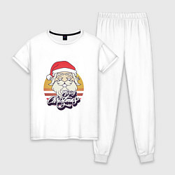 Пижама хлопковая женская Лого Дед Мороза, цвет: белый