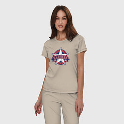 Пижама хлопковая женская Texas Rangers -baseball team, цвет: миндальный — фото 2