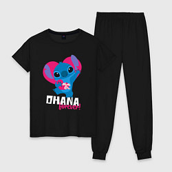 Пижама хлопковая женская Ohana forever, цвет: черный