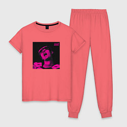 Пижама хлопковая женская GONE Fludd DIGITAL FANTAZY, цвет: коралловый