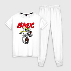 Пижама хлопковая женская Extreme BMX riding, цвет: белый