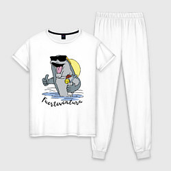 Пижама хлопковая женская Fuerteventura - summer paradise, цвет: белый