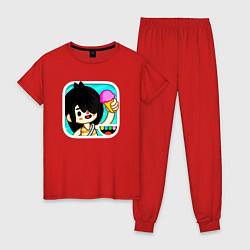 Пижама хлопковая женская Toca Boca Тока Бока персонаж Нари, цвет: красный