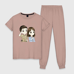 Пижама хлопковая женская Сон Чжун Ки 01, цвет: пыльно-розовый