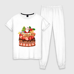 Пижама хлопковая женская Санта кейк, цвет: белый