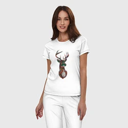 Пижама хлопковая женская Образ оленя из линий, цвет: белый — фото 2